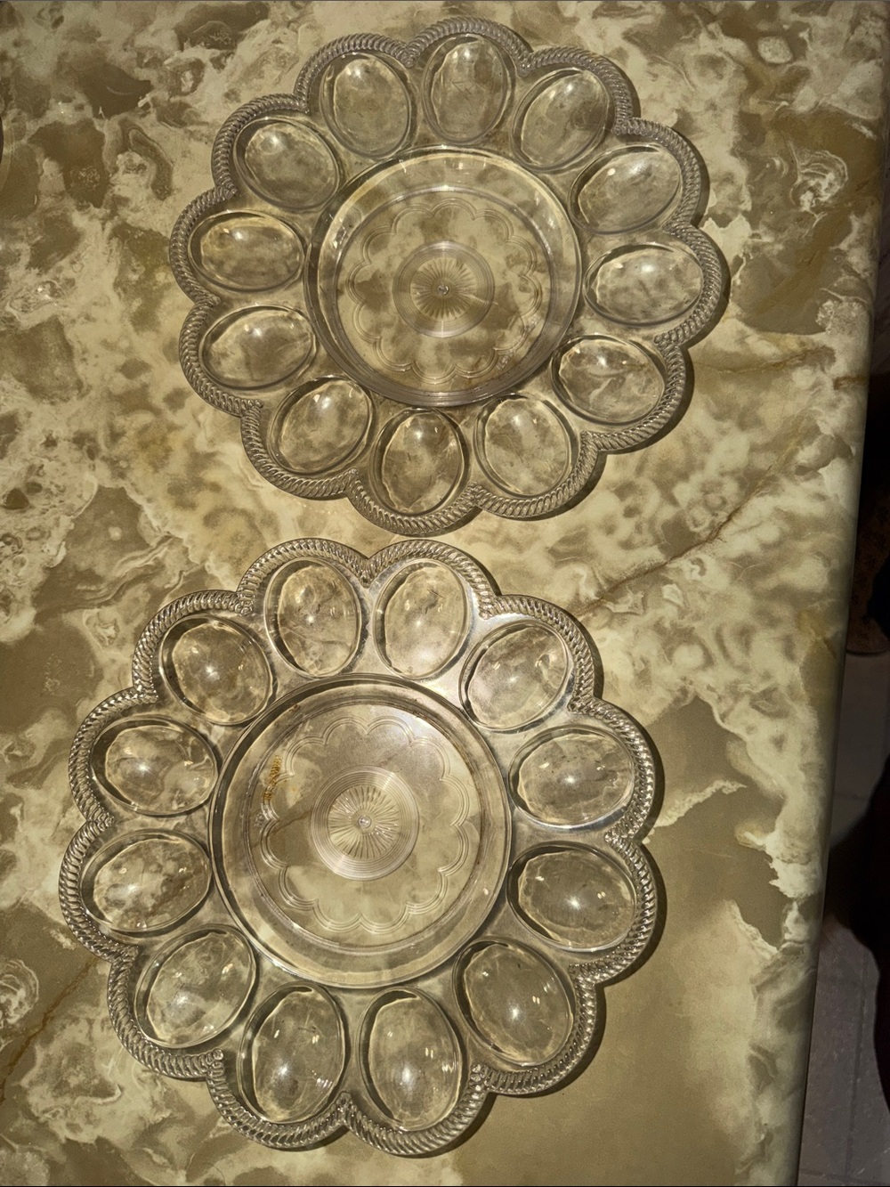 vintage clear plastic deviled egg plates